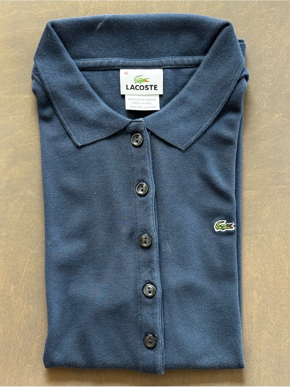 Lacoste Women’s Navy Polo Shirt with Green Crocodile Logo